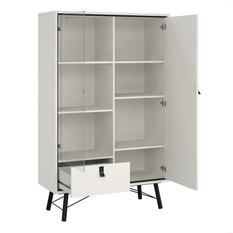 Ry China Cabinet with Glass Door and Drawer in Matt White