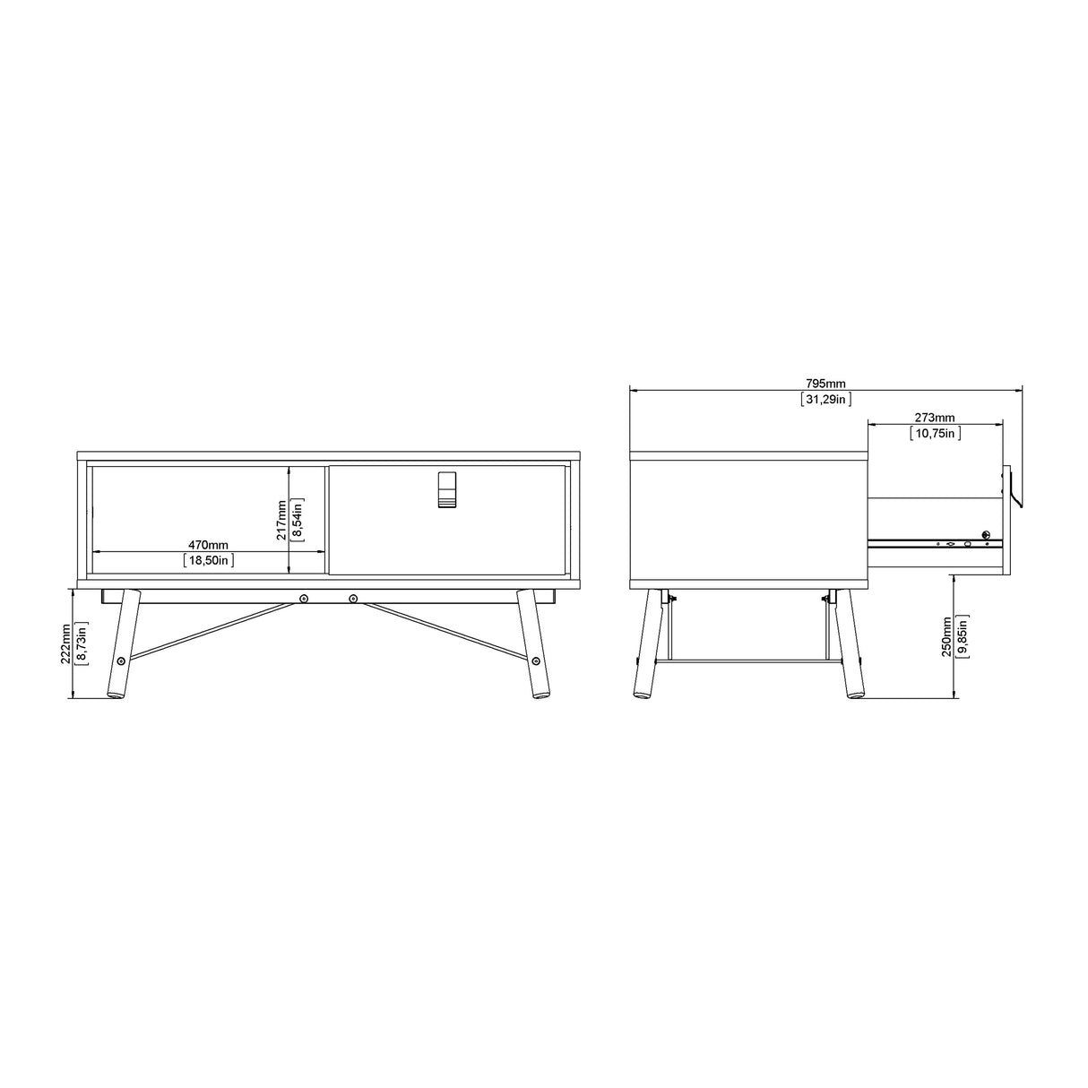 Ry Coffee Table with Drawer in Matt Black Walnut