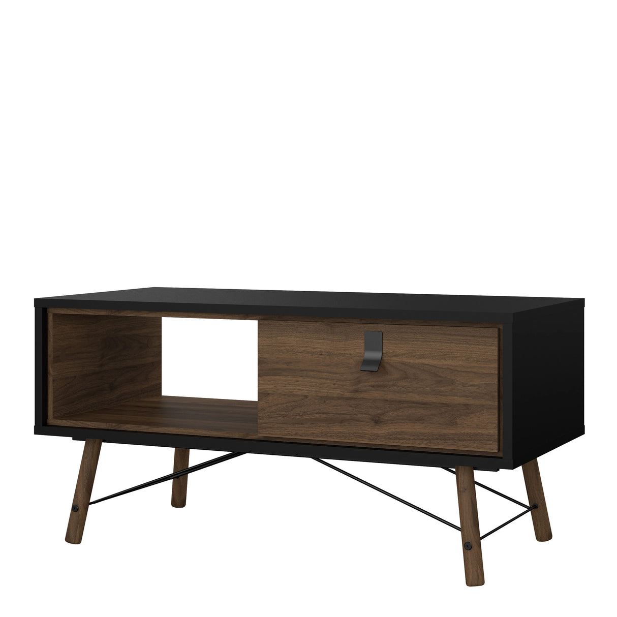 Ry Coffee Table with Drawer in Matt Black Walnut