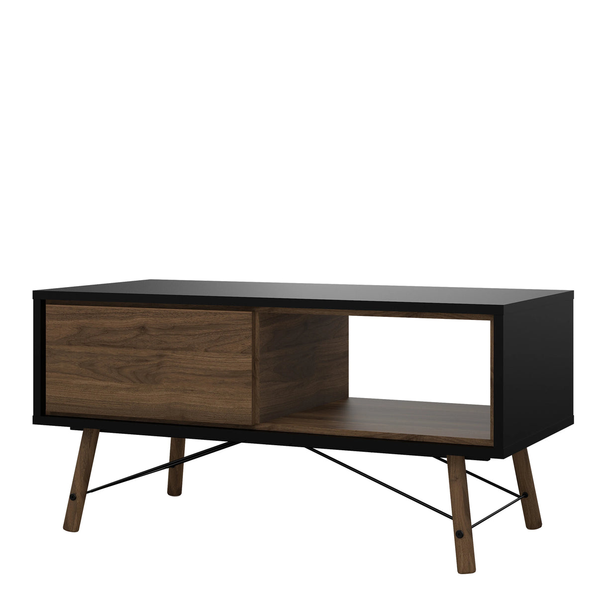 Ry Coffee Table with Drawer in Matt Black Walnut