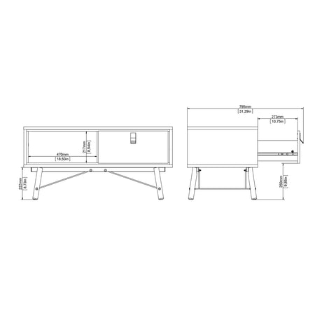 Ry Coffee Table with Drawer in Matt White