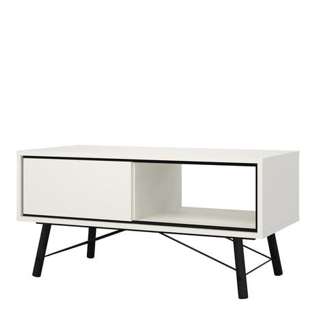 Ry Coffee Table with Drawer in Matt White