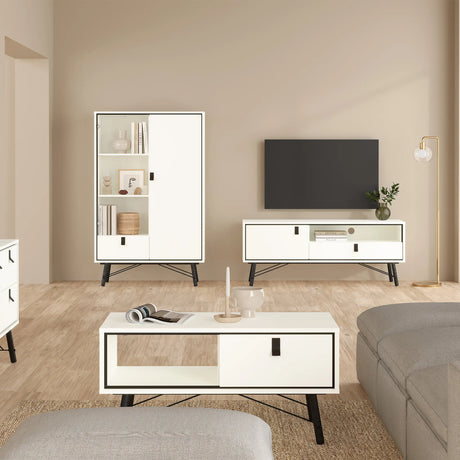 Ry Coffee Table with Drawer in Matt White