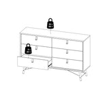 Ry Wide Double Chest 6 Drawers Matt Black Walnut