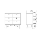 Ry Double Chest 6 Drawers Matt Black Walnut