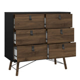 Ry Double Chest 6 Drawers Matt Black Walnut