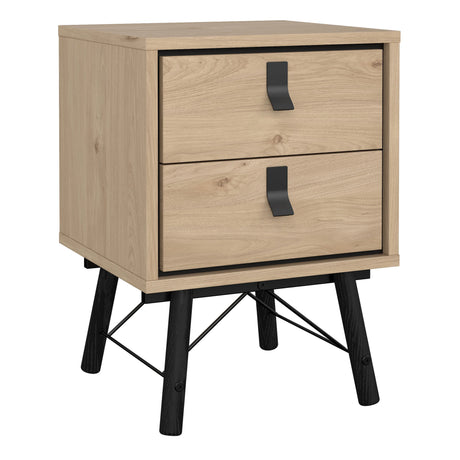 Ry Bedside Cabinet with 2 Drawers in Oak