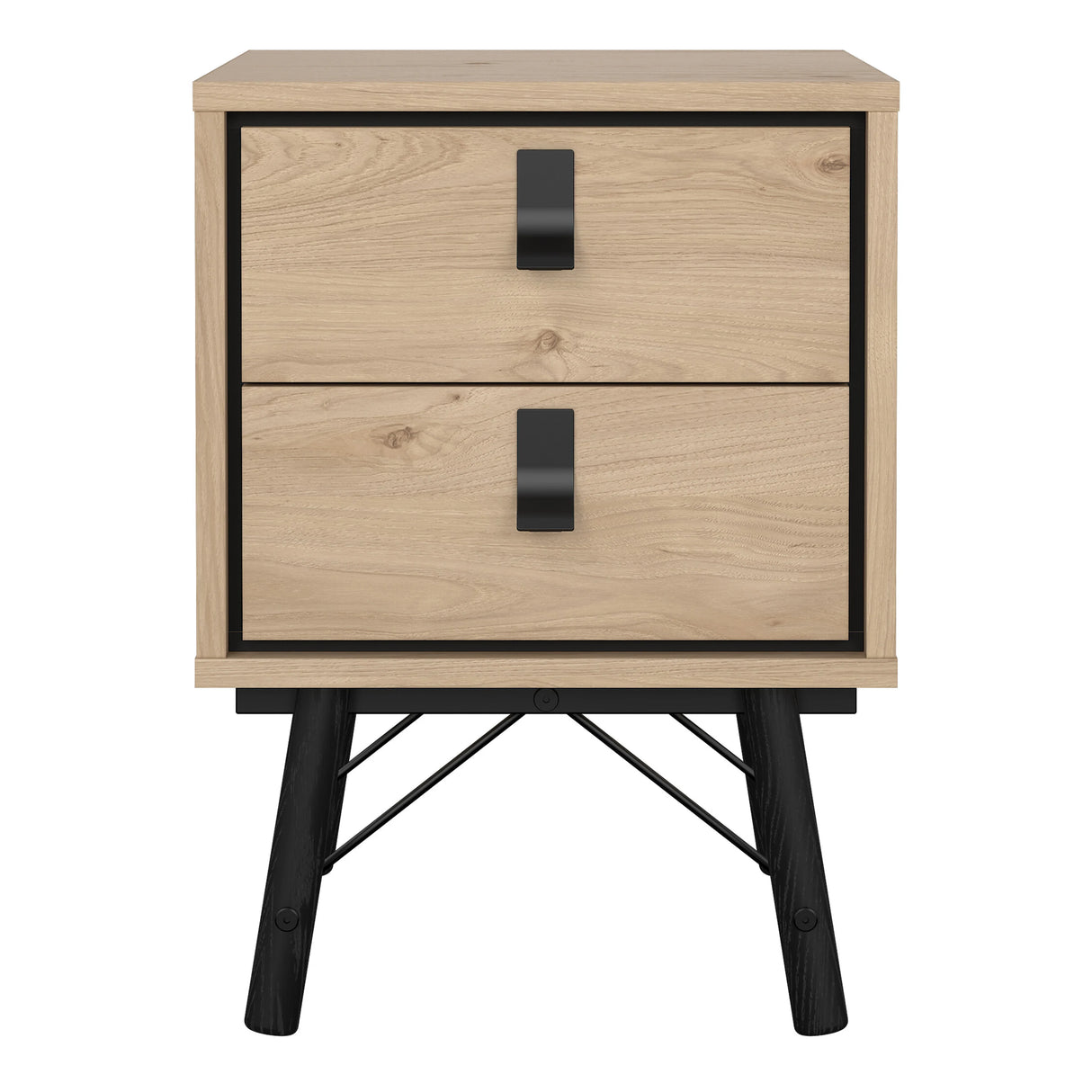 Ry Bedside Cabinet with 2 Drawers in Oak