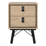 Ry Bedside Cabinet with 2 Drawers in Oak