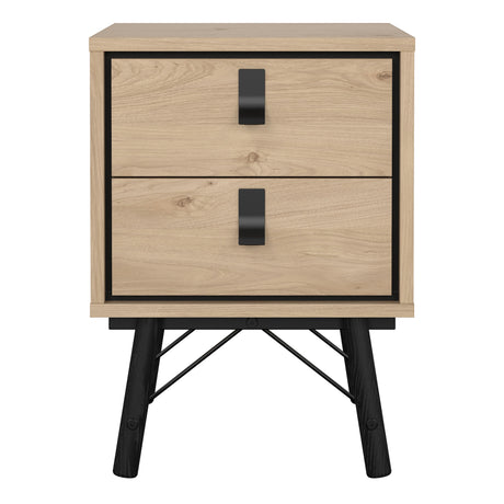 Ry Bedside Cabinet with 2 Drawers in Oak