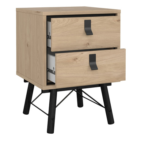 Ry Bedside Cabinet with 2 Drawers in Oak