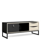 Stubbe TV Unit with Door and Drawers in Black Oak