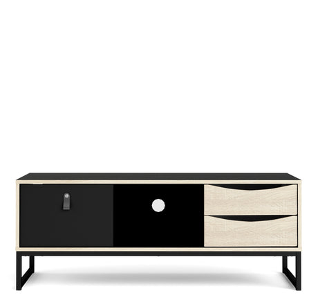 Stubbe TV Unit with Door and Drawers in Black Oak