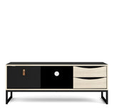 Stubbe TV Unit with Door and Drawers in Black Oak