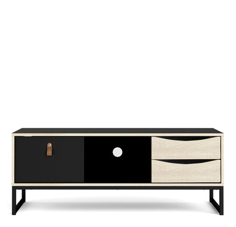 Stubbe TV Unit with Door and Drawers in Black Oak
