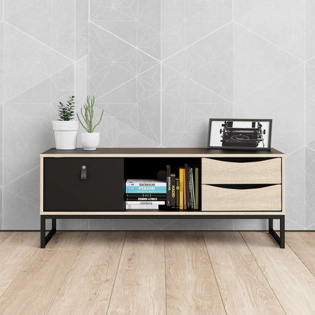 Stubbe TV Unit with Door and Drawers in Black Oak
