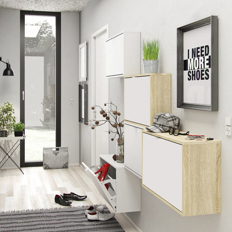 Shoes Cabinet with 2 Flip Down Doors in White