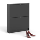 Shoes Cabinet with 2 Flip Down Doors in Matt Black