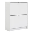 Shoes Cabinet with 2 Flip Down Doors and 2 Layers in White