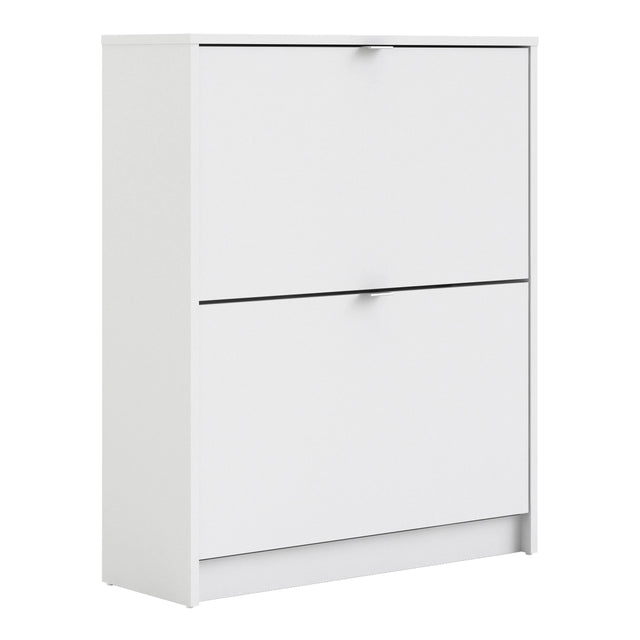 Shoes Cabinet with 2 Flip Down Doors and 2 Layers in White