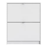 Shoes Cabinet with 2 Flip Down Doors and 2 Layers in White
