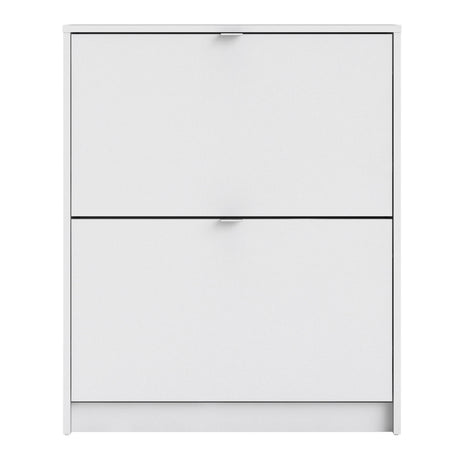Shoes Cabinet with 2 Flip Down Doors and 2 Layers in White