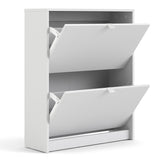 Shoes Cabinet with 2 Flip Down Doors and 2 Layers in White