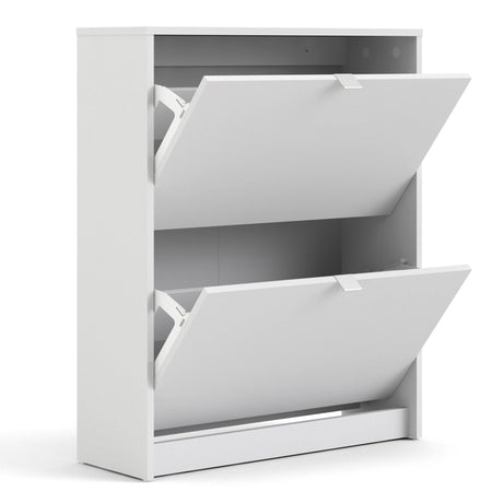 Shoes Cabinet with 2 Flip Down Doors and 2 Layers in White