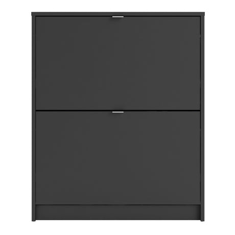 Shoes Shoe cabinet w. 2 tilting doors and 2 layers in Matt Black