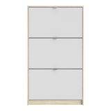 Shoes Shoe cabinet w. 3 tilting doors and 2 layers Oak structure White