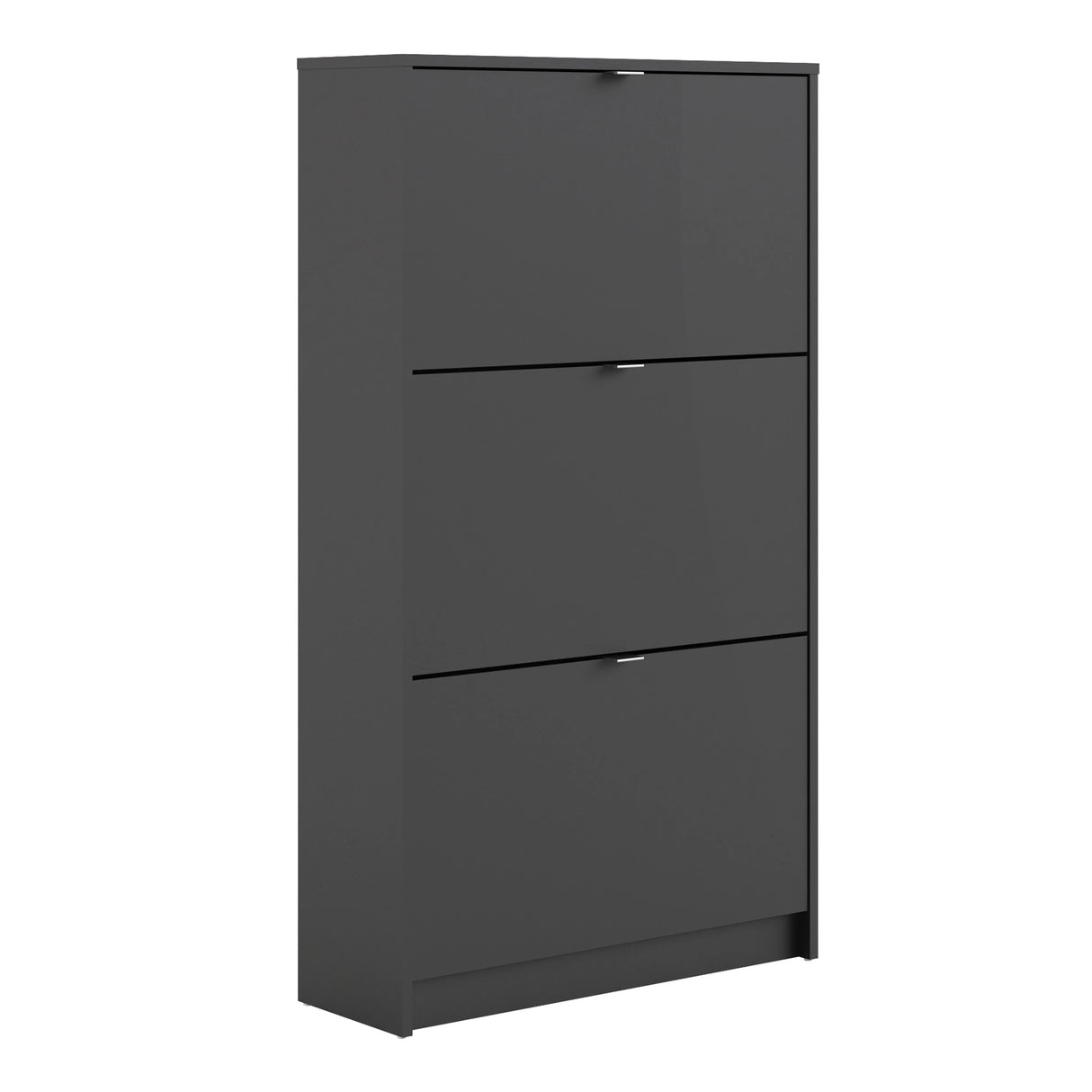 Shoes Cabinet with 3 Flip Down Doors and 2 Layers in Matt Black