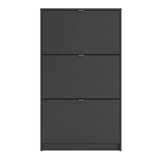 Shoes Cabinet with 3 Flip Down Doors and 2 Layers in Matt Black