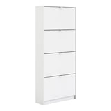 Shoes Cabinet with 4 Flip Doors and 2 Layers in White