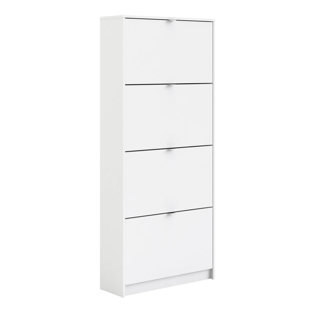 Shoes Cabinet with 4 Flip Doors and 2 Layers in White