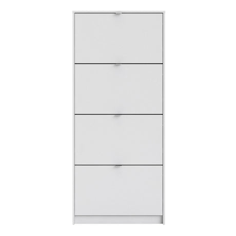 Shoes Cabinet with 4 Flip Doors and 2 Layers in White