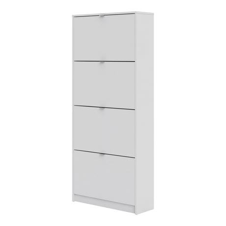 Shoes Cabinet with 4 Flip Doors and 2 Layers in White