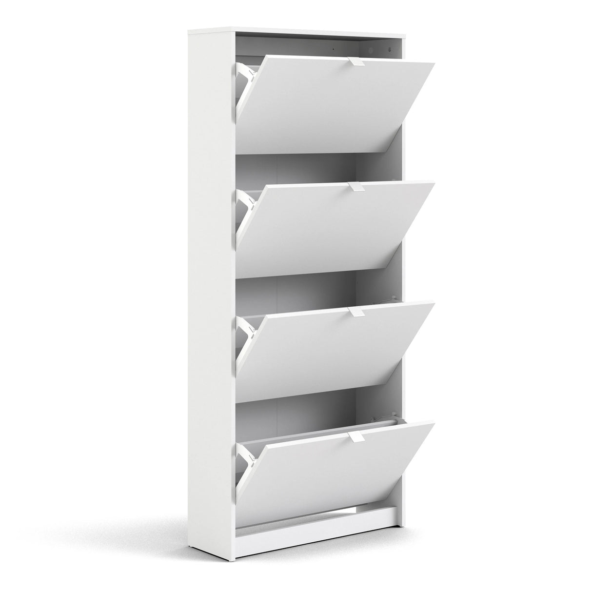 Shoes Cabinet with 4 Flip Doors and 2 Layers in White