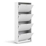 Shoes Cabinet with 4 Flip Doors and 2 Layers in White