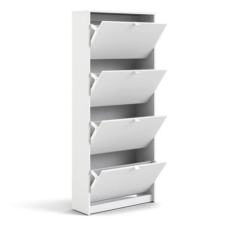 Shoes Cabinet with 4 Flip Doors and 2 Layers in White