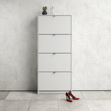 Shoes Cabinet with 4 Flip Doors and 2 Layers in White