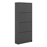 Shoes Cabinet with 4 Flip Doors and 2 Layers in Matt Black