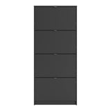Shoes Cabinet with 4 Flip Doors and 2 Layers in Matt Black