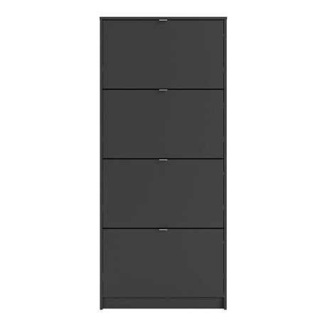 Shoes Cabinet with 4 Flip Doors and 2 Layers in Matt Black