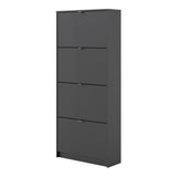 Shoes Cabinet with 4 Flip Doors and 2 Layers in Matt Black