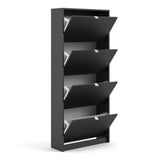 Shoes Cabinet with 4 Flip Doors and 2 Layers in Matt Black