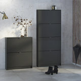 Shoes Cabinet with 4 Flip Doors and 2 Layers in Matt Black