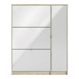 Shoes Cabinet with 3 Flip Doors and Side Door in Oak Structure