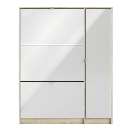 Shoes Cabinet with 3 Flip Doors and Side Door in Oak Structure