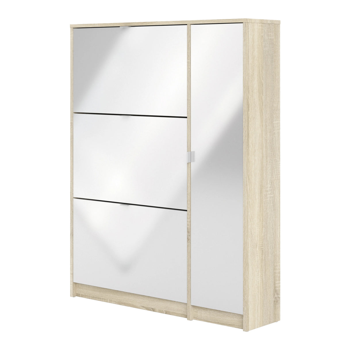 Shoes Cabinet with 3 Flip Doors and Side Door in Oak Structure