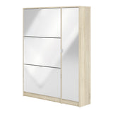 Shoes Cabinet with 3 Flip Doors and Side Door in Oak Structure